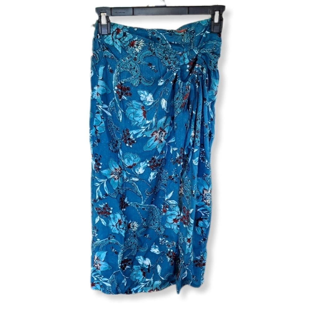 NWT Band of the Free Celene Teal Floral Layered Midi Skirt Sz XS